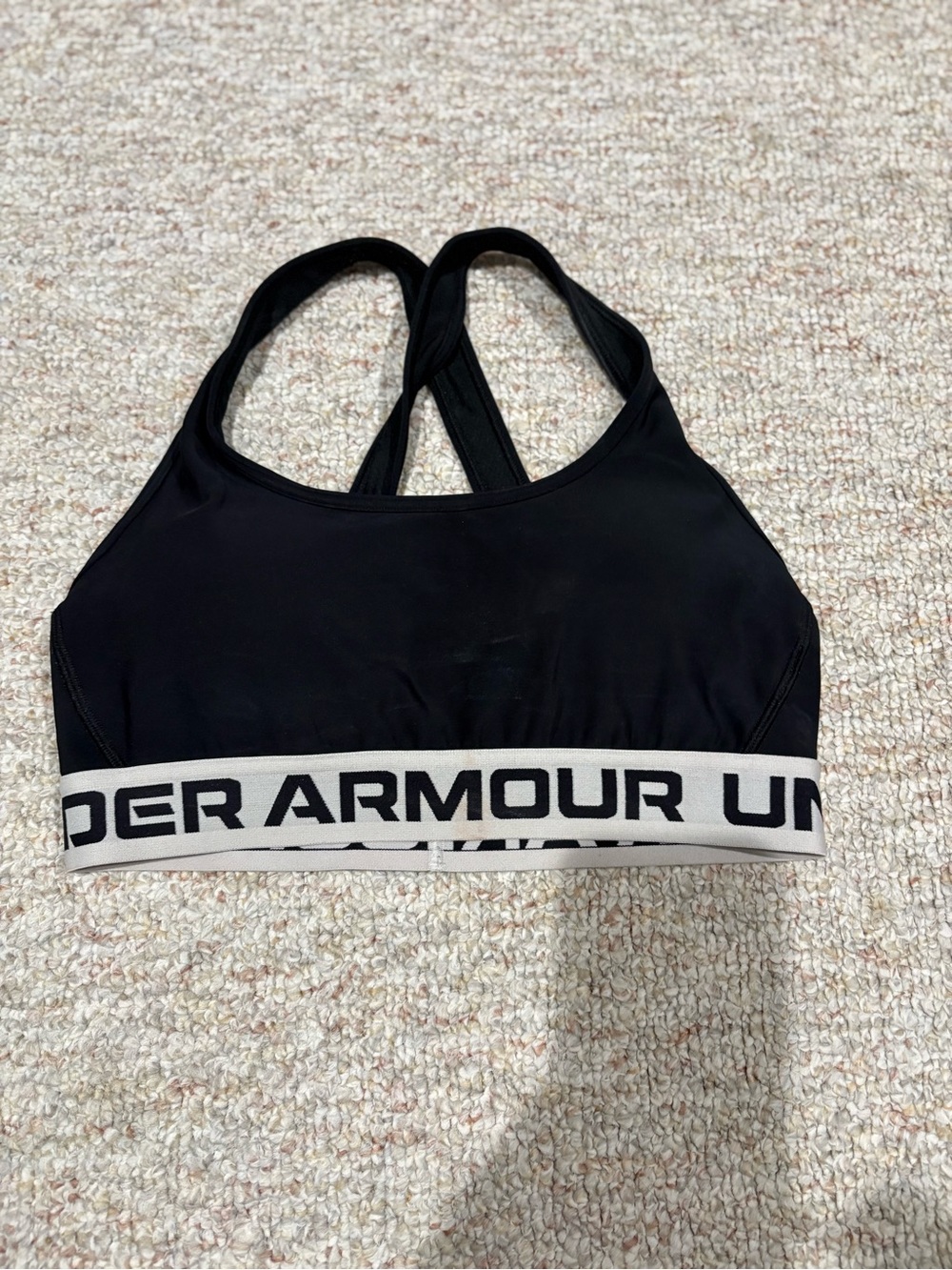 Under Armour Black Sports Bra with White Logo Band